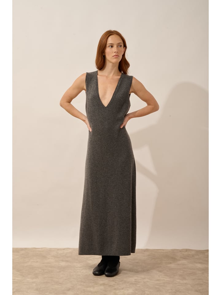 Just Cashmere Kaszmirowa sukienka "Tessa" w kolorze antracytowym rozmiar: L