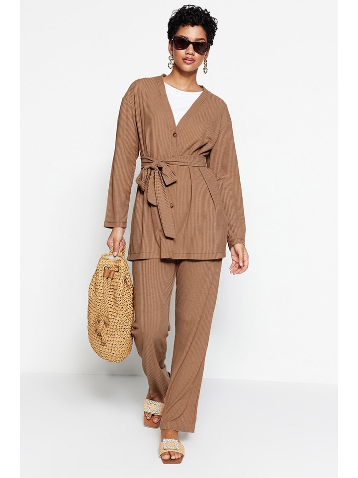 trendyol 2-częściowy zestaw w kolorze jasnobrązowym rozmiar: M