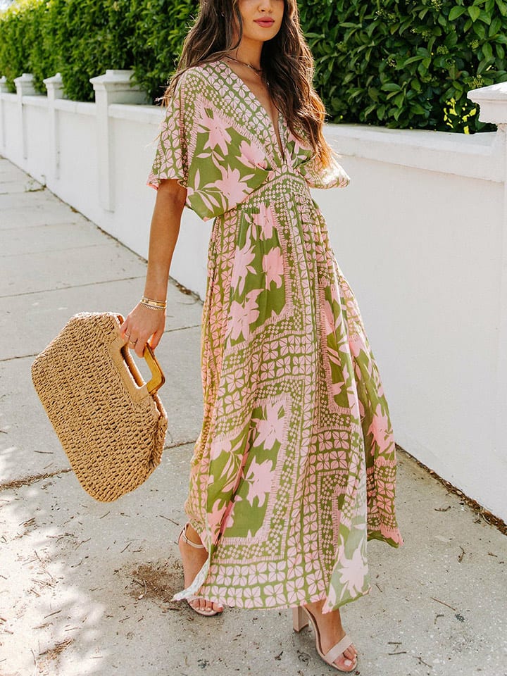 Milan Kiss Sukienka w kolorze zielono-jasnoróżowym rozmiar: M