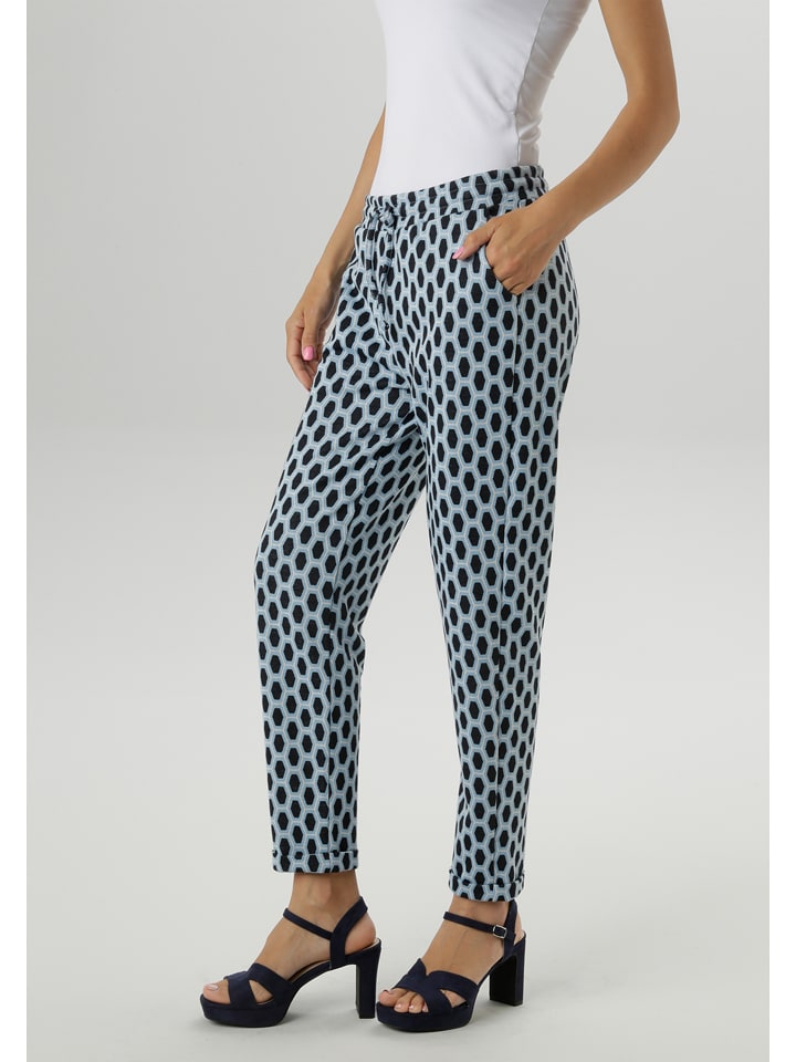 Aniston Spodnie w kolorze czarno-turkusowym rozmiar: 48