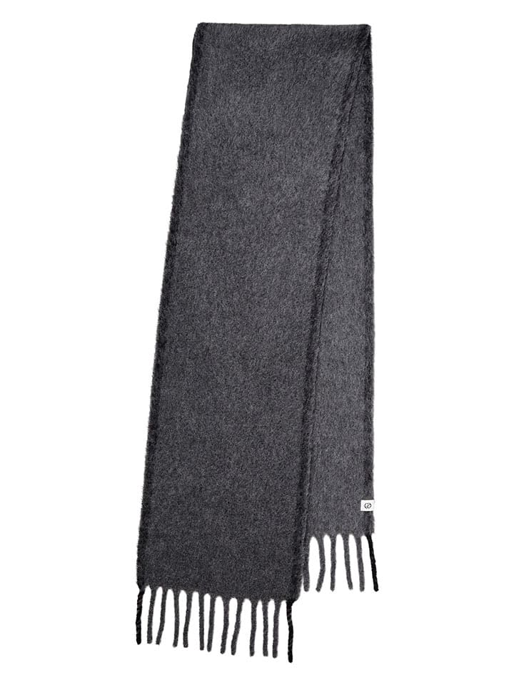 Becksöndergaard Wełniany szal "Solid Yuta" w kolorze antracytowym - 210 x 26 cm rozmiar: onesize