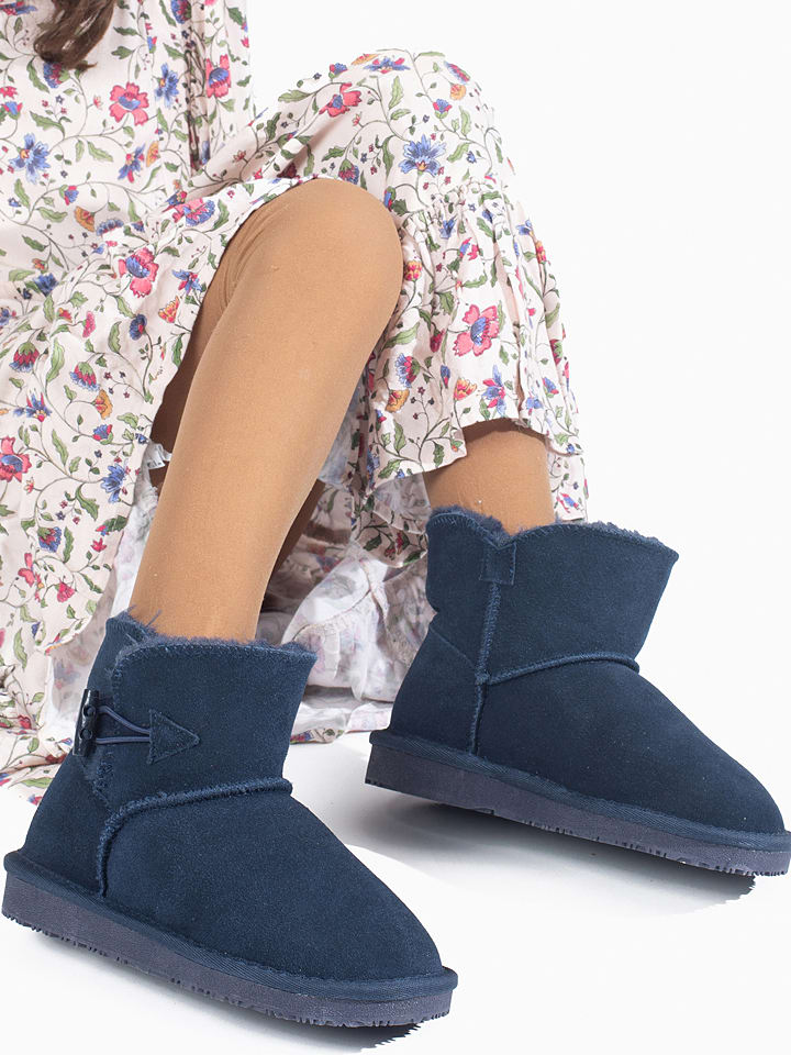 NICEBAY Skórzane botki zimowe "Trent" w kolorze granatowym rozmiar: 35