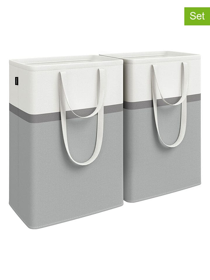 SONGMICS Kosze (2 szt.) w kolorze szaro-białym na pranie - 40 x 65 x 30 cm rozmiar: onesize