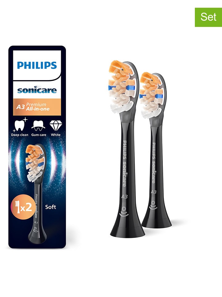 PHILIPS sonicare Wymienne końcówki (2 szt.) "Premium All-in-One" w kolorze czarnym rozmiar: onesize