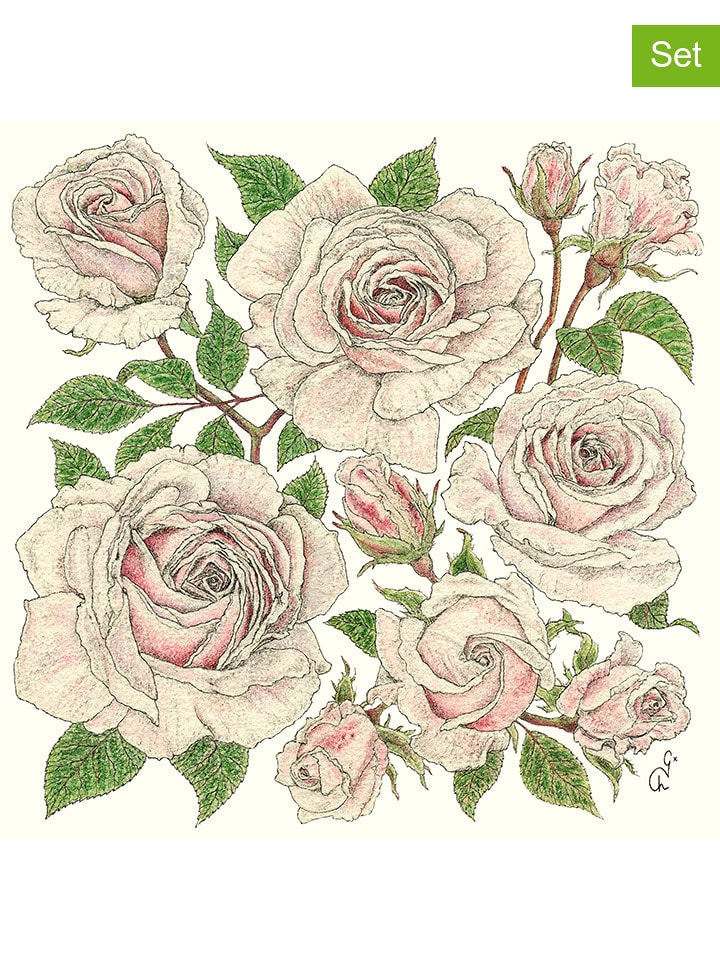 ppd Serwetki (40 szt.) "Roses" w kolorze jasnoróżowo-zielonym rozmiar: onesize