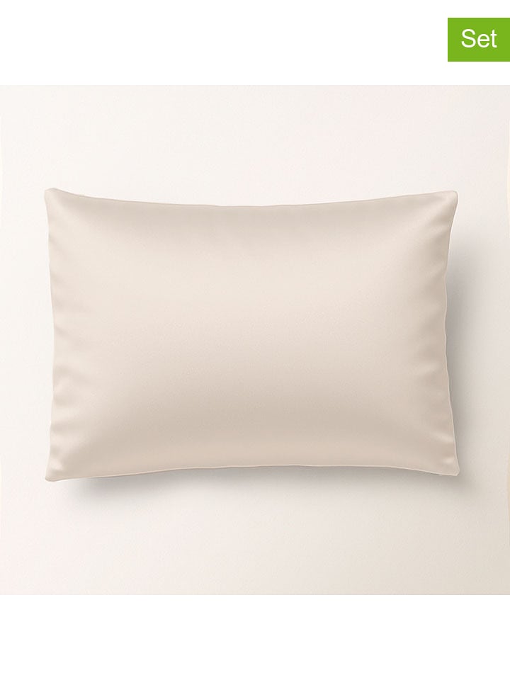 Pierre Cardin Satynowe poszewki (2 szt.) "Iris" w kolorze beżowym na poduszkę rozmiar: 50x80 cm