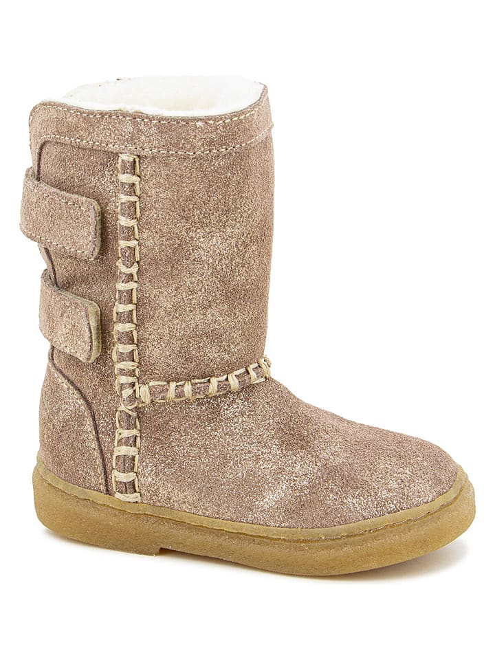 Pom D'api Skórzane botki w kolorze beżowo-złotym rozmiar: 26