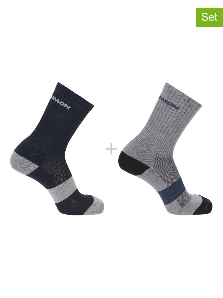 SALOMON Skarpety (2 pary) "Evasion Crew" w kolorze granatowo-szarym rozmiar: 42-44