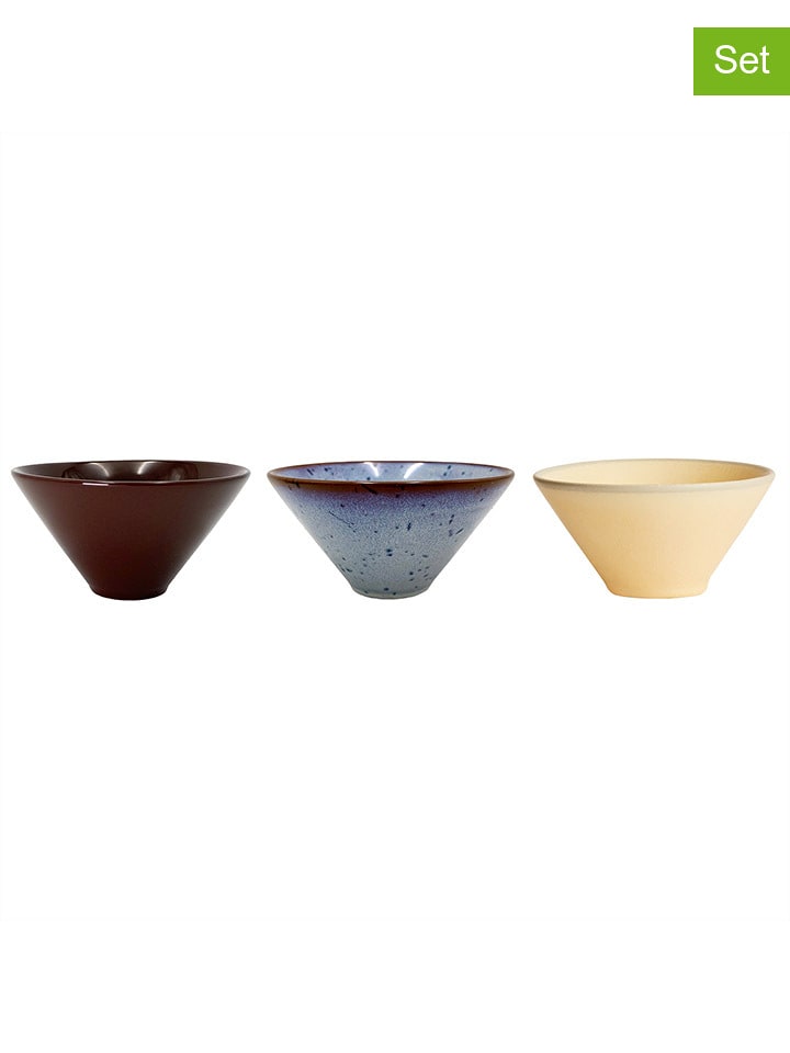 OYOY living design Miski (3 szt.) w kolorze niebiesko-beżowo-brązowym - wys. 5,5 x Ø 11 cm rozmiar: onesize