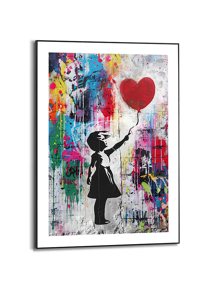 Orangewallz Druk artystyczny "Concrete Balloon Girl" w ramce rozmiar: 50x70 cm