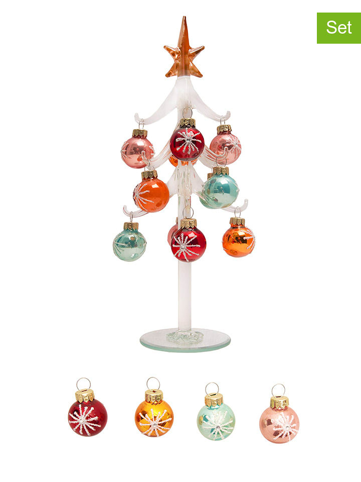 Krebs Glas Lauscha 12-częściowy zestaw dekoracyjny ze wzorem - wys. 25 cm rozmiar: onesize