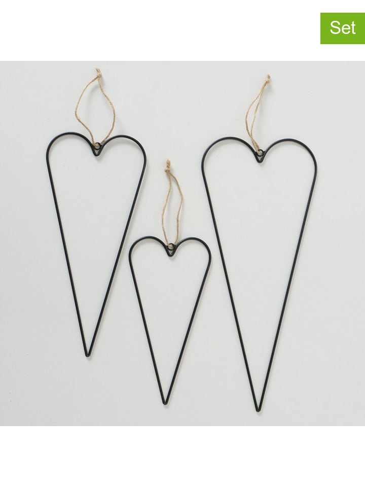 Boltze Zawieszki dekoracyjne (3 szt.) "Curo" w kolorze czarnym - wys. 40 cm rozmiar: onesize