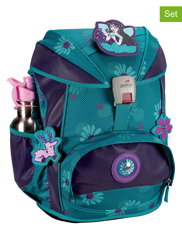 DerDieDas 6-częściowy zestaw szkolny "ErgoFlex - Fair Flower" w kolorze turkusowym rozmiar: onesize