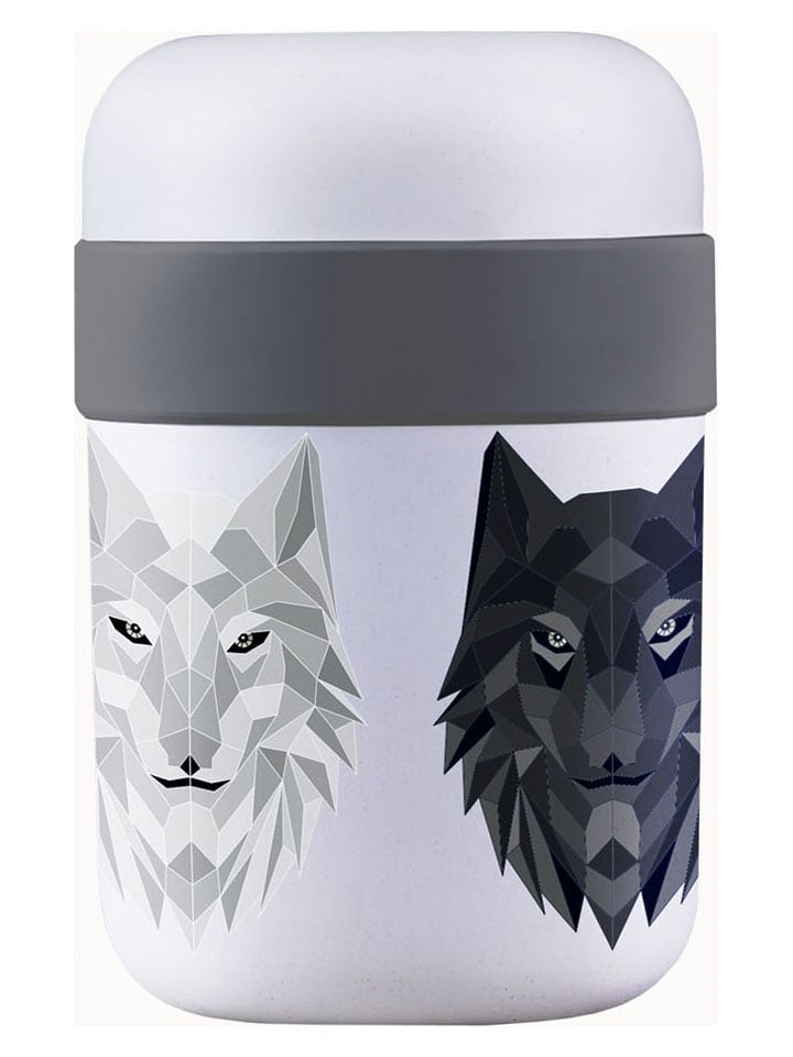 chic.mic Pojemnik "Wolf" w kolorze biało-antracytowym na lunch rozmiar: onesize