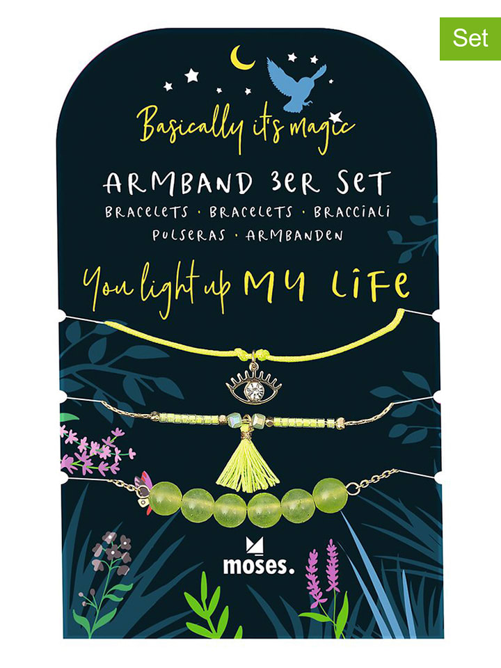 moses. Bransoletki (3 szt.) w kolorze limonkowym - dł. 23 cm rozmiar: onesize