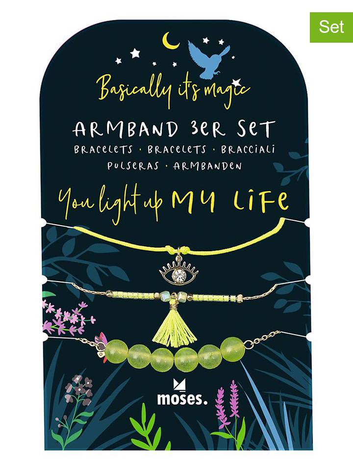 moses. Bransoletki (3 szt.) w kolorze limonkowym - dł. 23 cm rozmiar: onesize