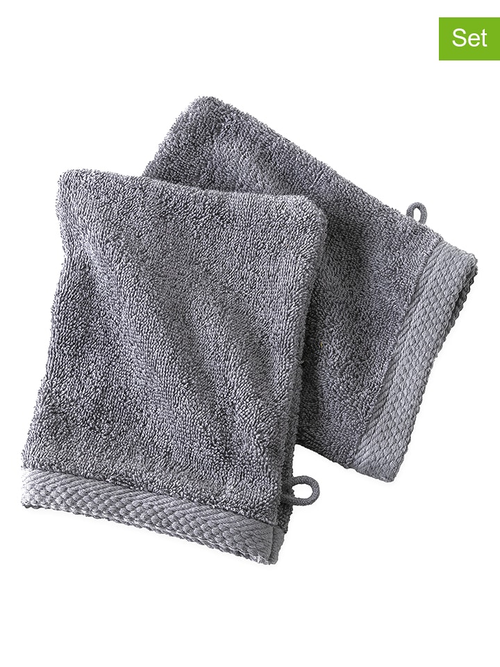 Soft by Perle de Coton Myjki (2 szt.) "Epo" w kolorze szarym rozmiar: 16x21 cm