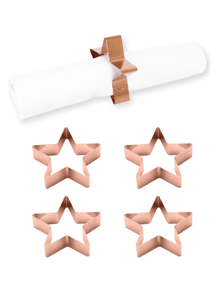 Echtwerk Obręcze (4 szt.) "Star" w kolorze miedzianym do serwetek - Ø 7 cm rozmiar: onesize