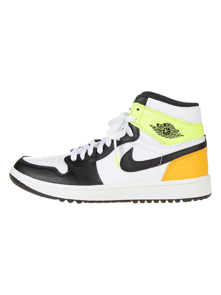 Nike Skórzane sneakersy "1 Retro High Golf" w kolorze żółto-czarno-białym rozmiar: 42,5