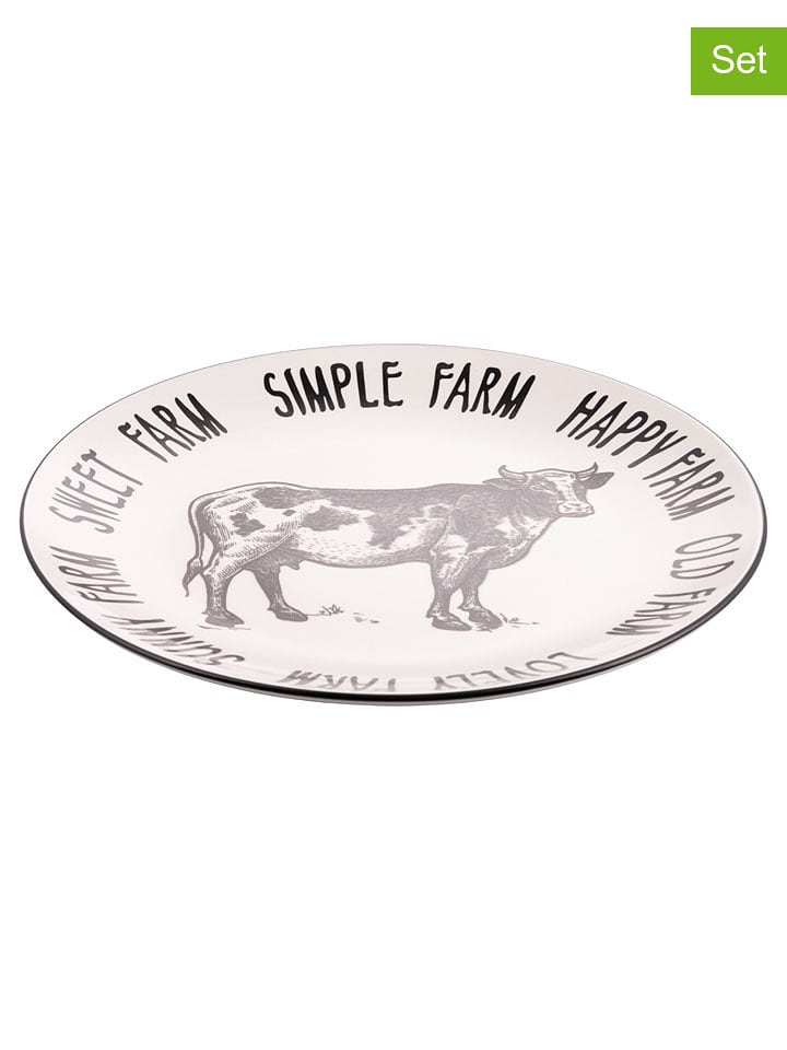 Villa d´Este Talerze obiadowe (6 szt.) "Cow" w kolorze czarno-białym - Ø 27 cm rozmiar: onesize