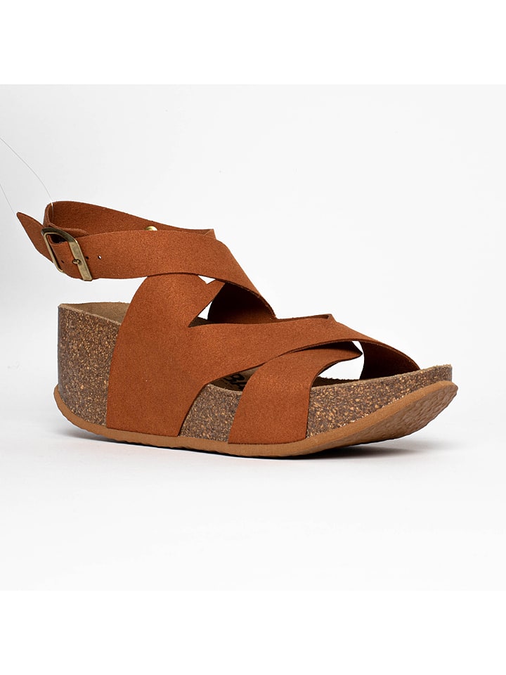 Sunbay Sandały "Ballina" w kolorze jasnobrązowym na koturnie rozmiar: 42