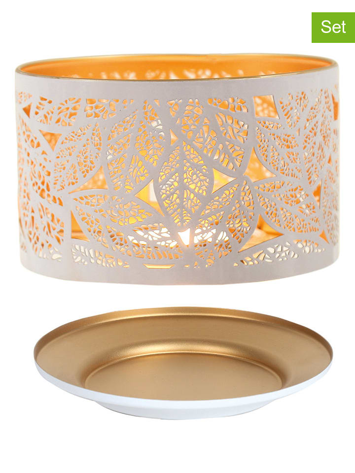 Woodbridge 2-częściowy zestaw "Leafs" w kolorze białym - Ø 15 cm rozmiar: onesize