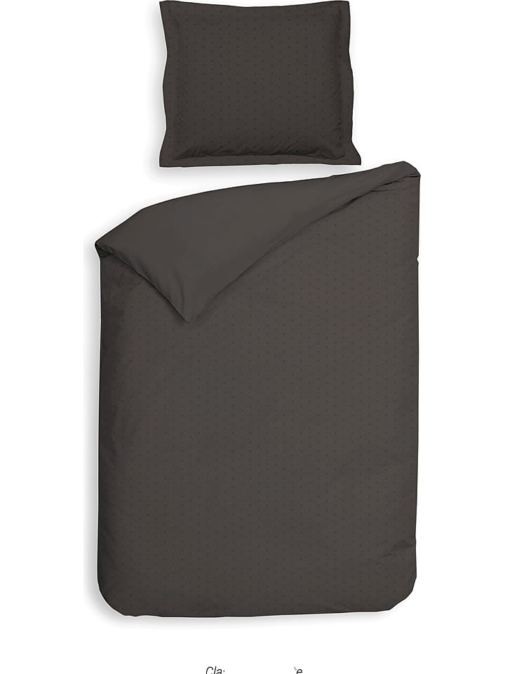 Heckett Lane Komplet pościeli satynowej "Punto" w kolorze antracytowym rozmiar: 155x220 cm
