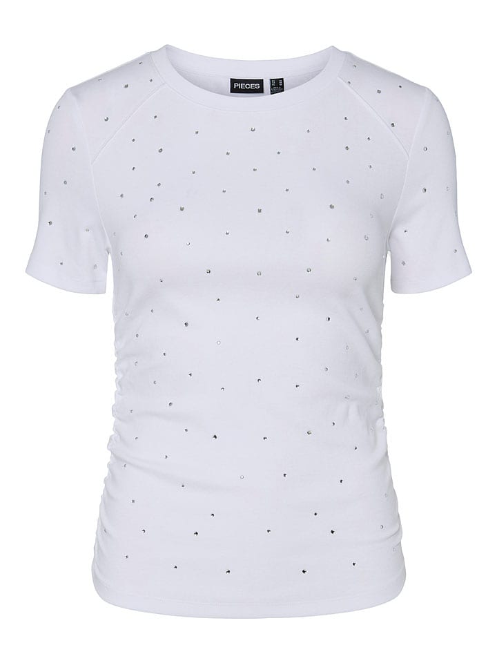 Pieces Koszulka "Tyler" w kolorze białym rozmiar: XS