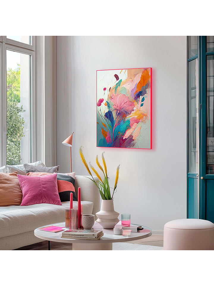 Orangewallz Druk artystyczny "Colourful Painted Flowers I" w ramce rozmiar: 50x70 cm