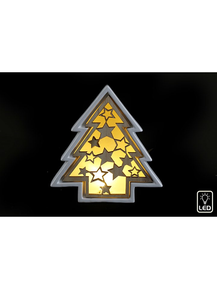 SiL Interiors Lampa dekoracyjna LED "Tree" w kolorze biało-brązowym - 20 x 20,5 x 5,5 cm rozmiar: onesize