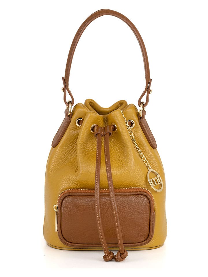 Mia Tomazzi Skórzana torebka "Moltrasio" w kolorze żółtym - 19 x 23 x 15 cm rozmiar: onesize