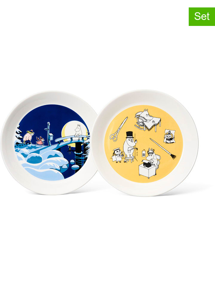 Moomin Talerzyki deserowe (2 szt.) w kolorze żółto-granatowym - Ø 19 cm rozmiar: onesize