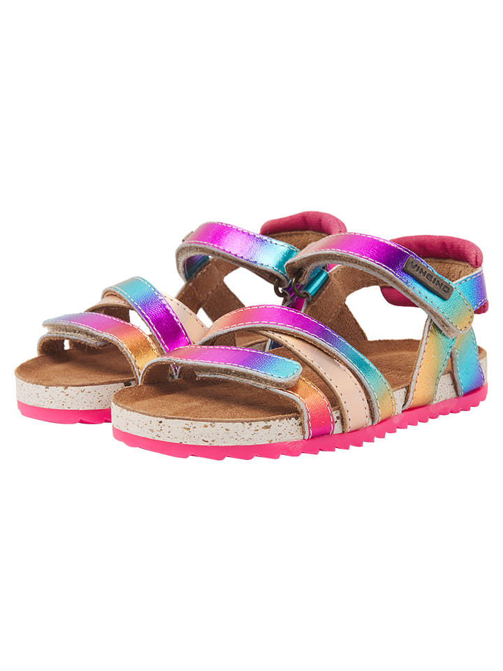 Vingino Skórzane sandały "Vienna" w kolorze różowym ze wzorem rozmiar: 28