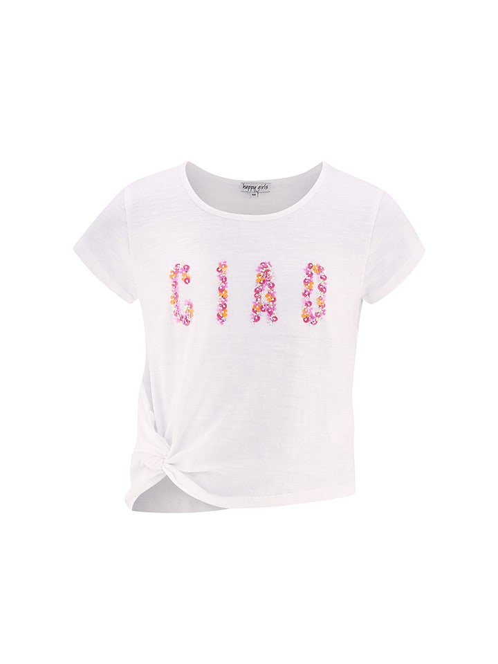 happy girls by Eisend Koszulka w kolorze biało-różowym rozmiar: 128