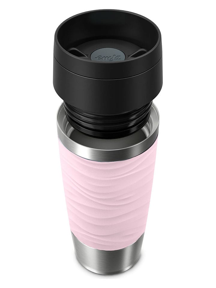 Emsa Kubek termiczny "Travel Mug Waves" w kolorze jasnoróżowo-czarnym - 360 ml rozmiar: onesize