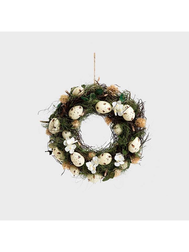 Homla Dekoracja "Kiri" w kolorze zielono-białym na drzwi - Ø 32 cm rozmiar: onesize