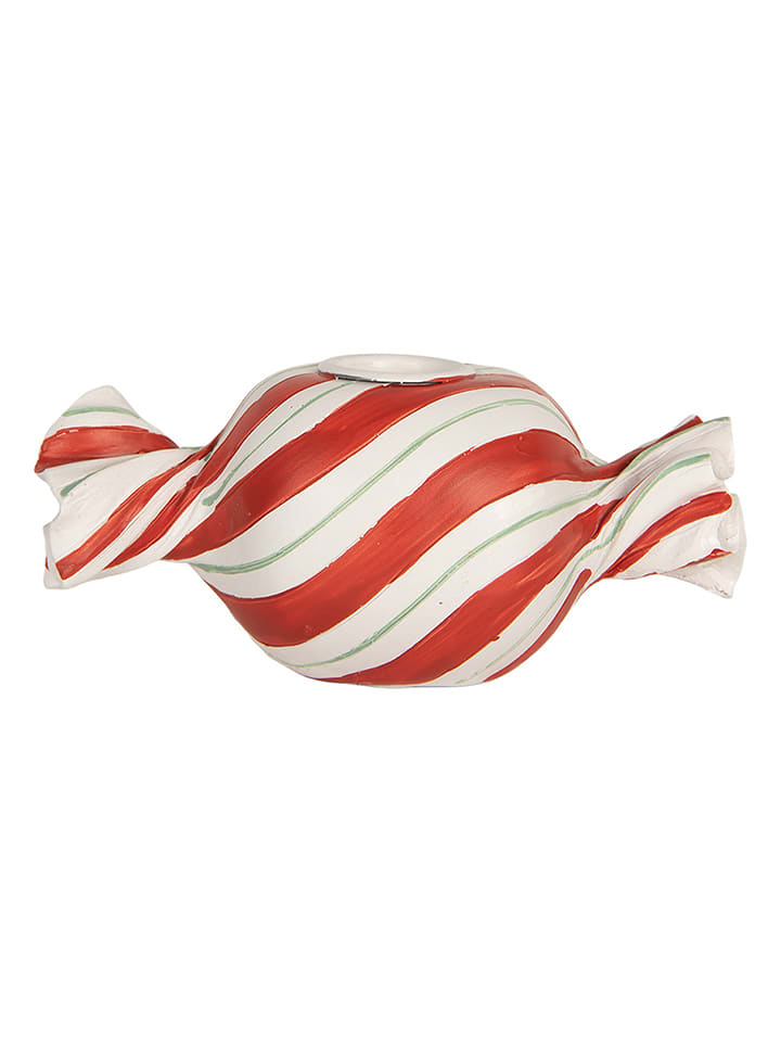 Clayre & Eef Świecznik w kolorze biało-czerwonym - 14 x 6 cm rozmiar: onesize