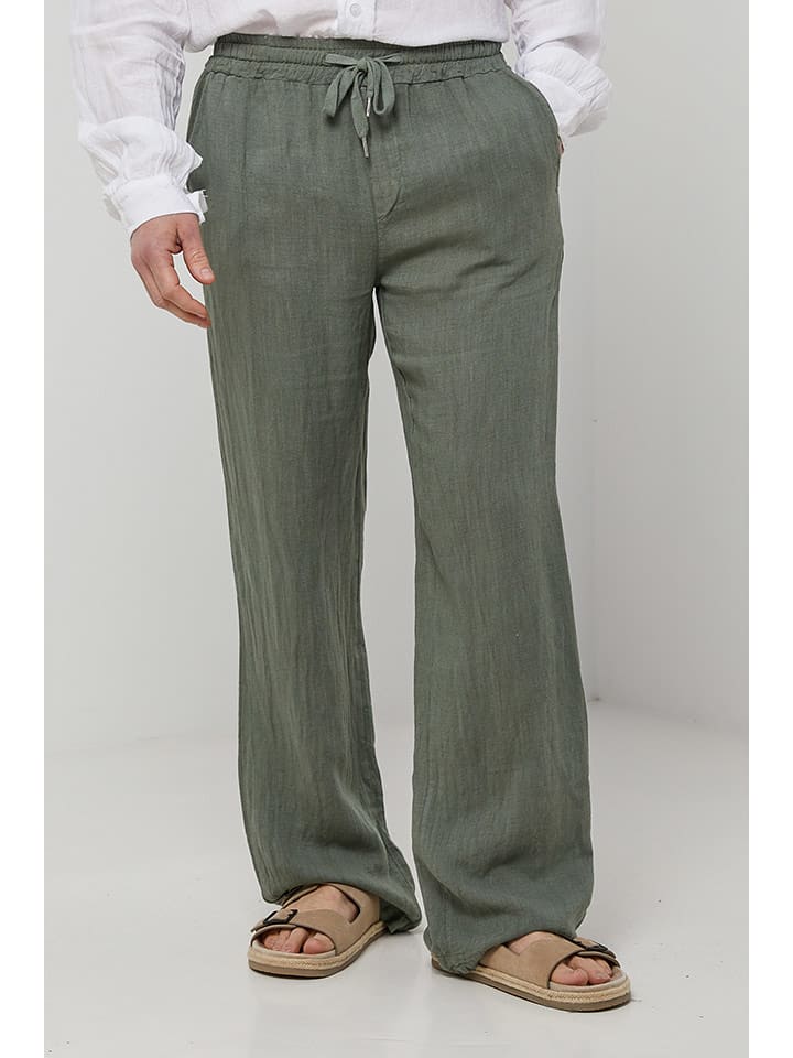 Rodier Lin Lniane spodnie w kolorze khaki rozmiar: M/L