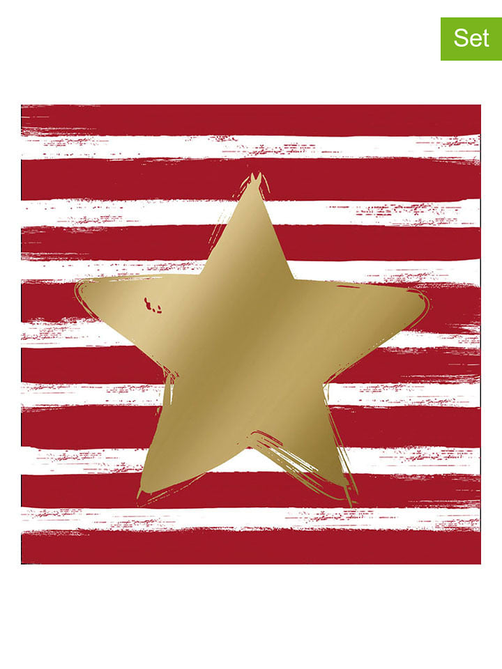 ppd Serwetki (40 szt.) "Star & Stripes" w kolorze biało-złoto-czerwonym rozmiar: onesize