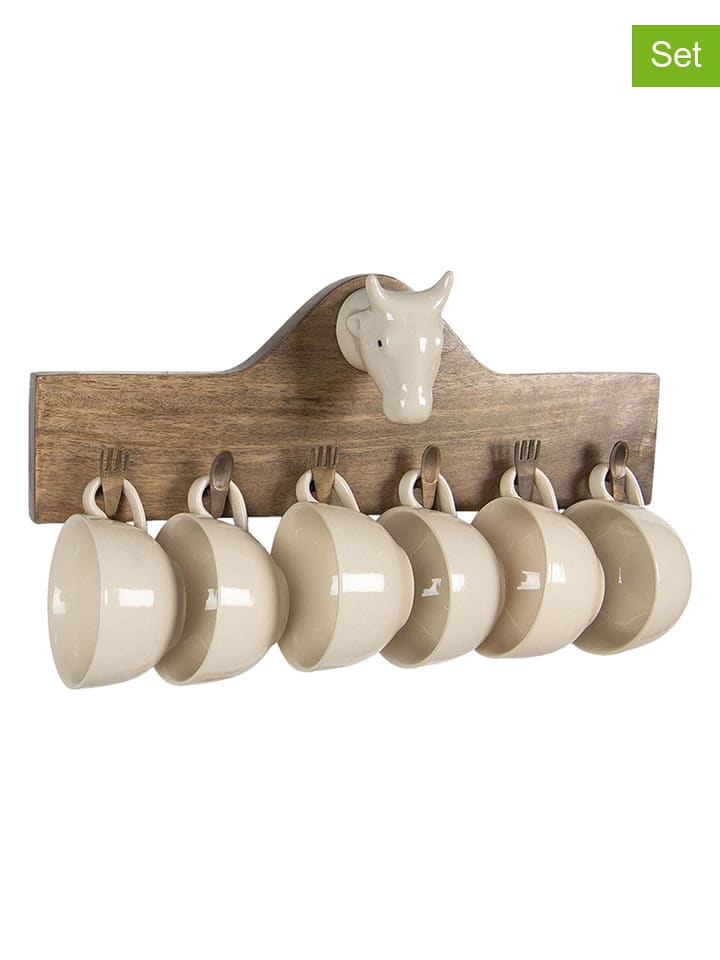 Clayre & Eef 7-częściowy zestaw w kolorze brązowo-kremowym - 48 x 17 x 9 cm rozmiar: onesize