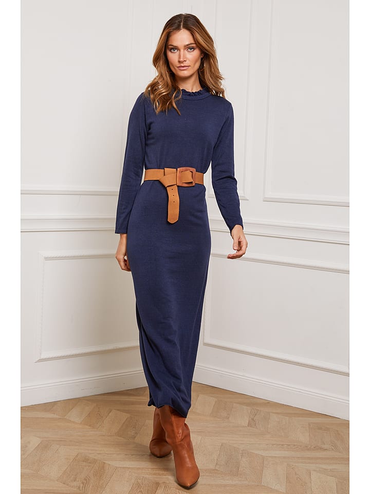 Joséfine Sukienka dzianinowa "Analog" w kolorze granatowym rozmiar: M