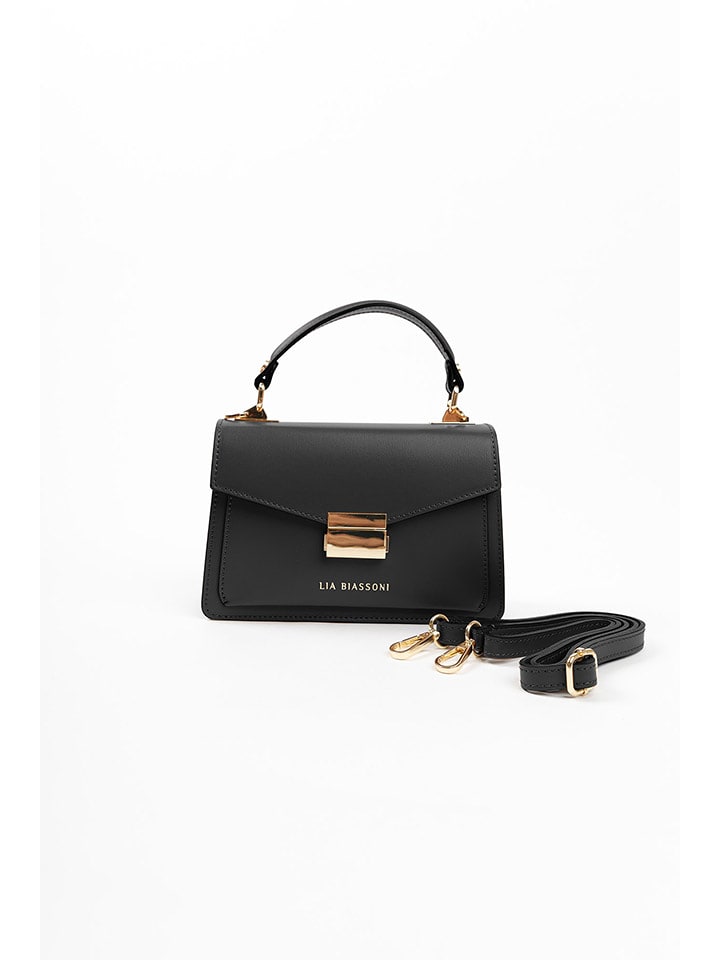 Lia Biassoni Skórzana torebka w kolorze czarnym - 20 x 14 x 7 cm rozmiar: onesize
