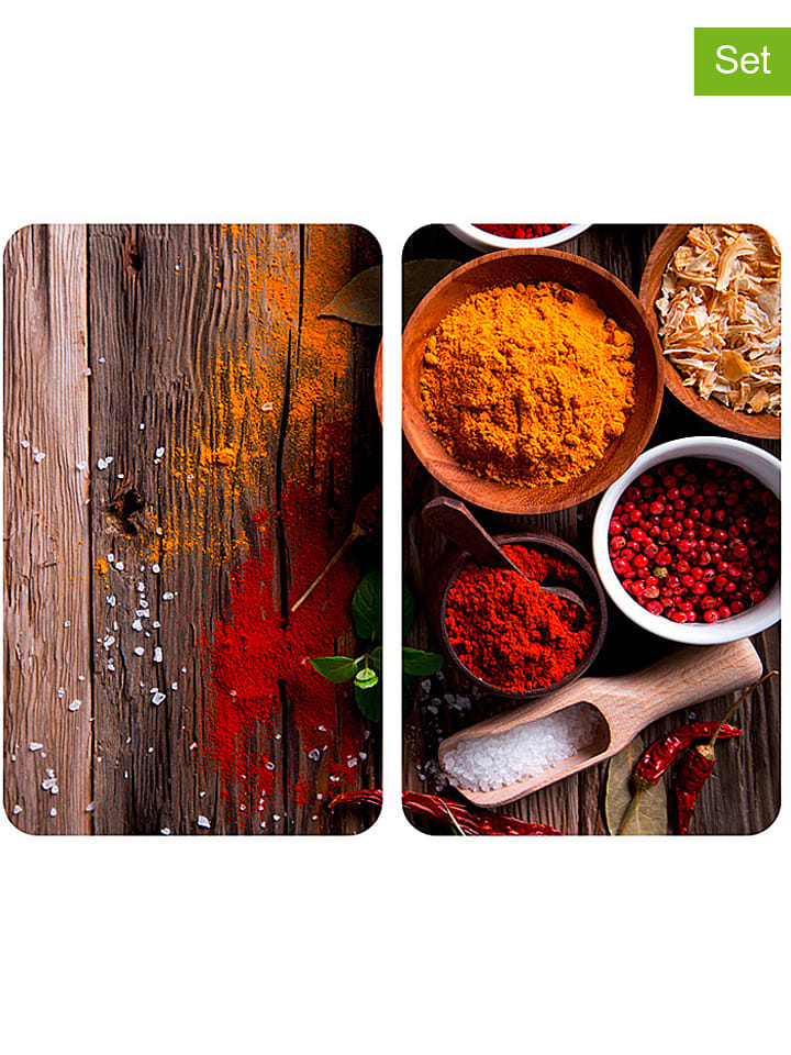 Wenko Płyty (2 szt.) w kolorze czerwono-brązowym na kuchenkę - 30 x 52 cm rozmiar: onesize