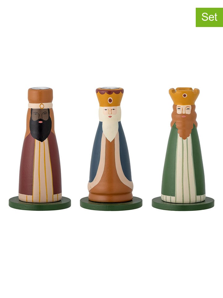 Bloomingville Świeczniki (3 szt.) "Betiel" ze wzorem - wys. 10,5 x Ø 6 cm rozmiar: onesize