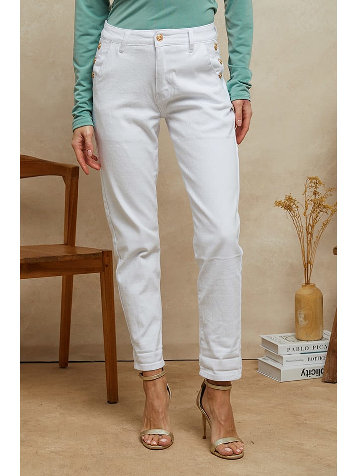 Plume Dżinsy "Timeo" - Tapered fit - w kolorze białym rozmiar: M