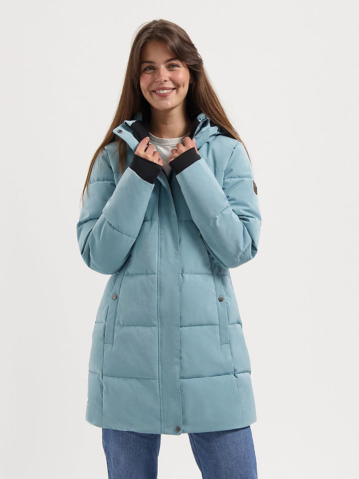 TRAVELIN' Płaszcz zimowy w kolorze błękitnym rozmiar: M