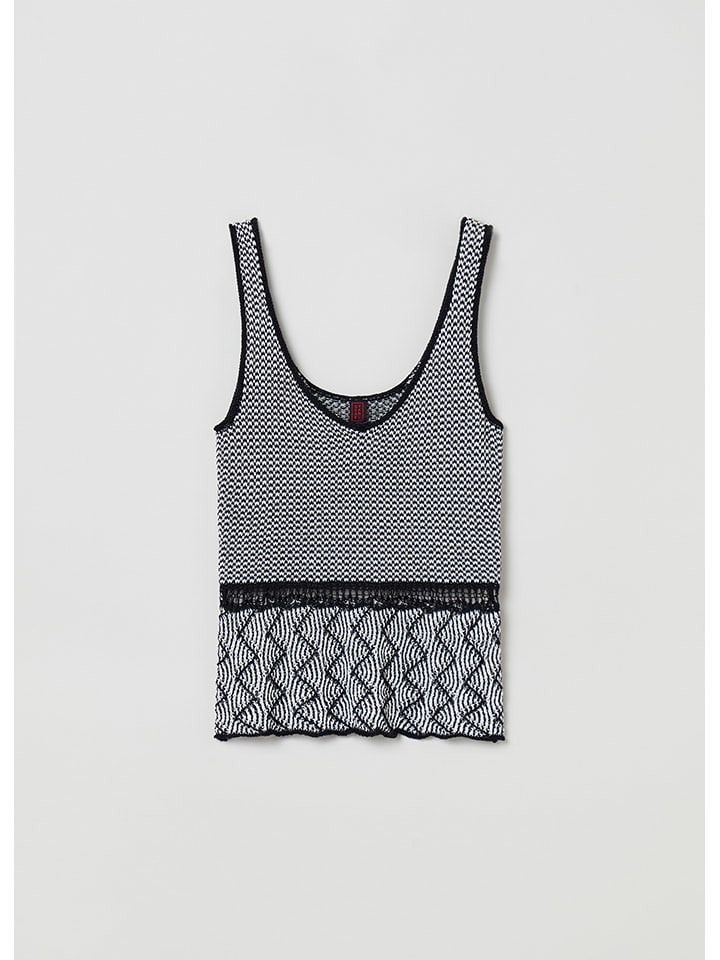 STEFANEL Top w kolorze czarno-białym rozmiar: M