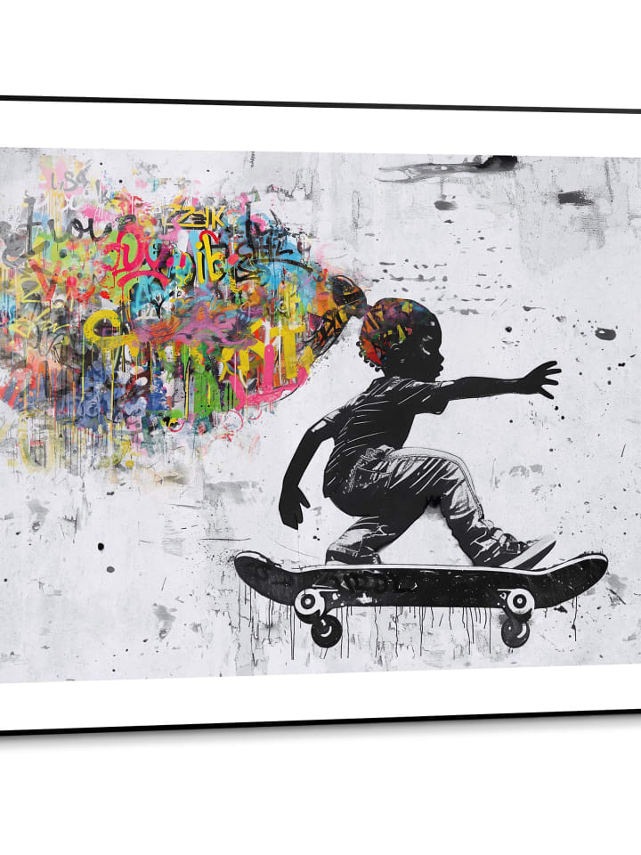 Orangewallz Druk artystyczny "Skater Girl" w ramce rozmiar: 50x70 cm