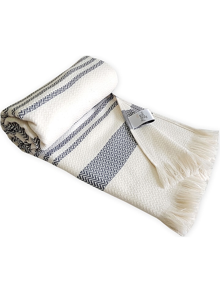 Framsohn Pled "Boho Living - Zick Zack" w kolorze antracytowo-białym rozmiar: 100x180 cm