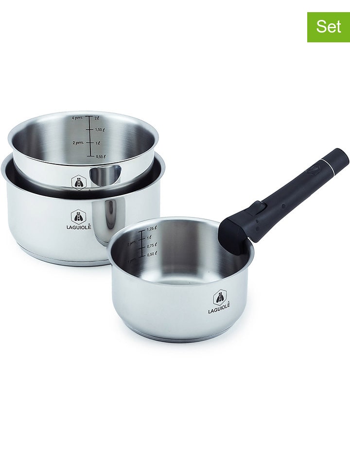 Laguiole 3-częściowy zestaw rondli w kolorze srebrnym rozmiar: onesize